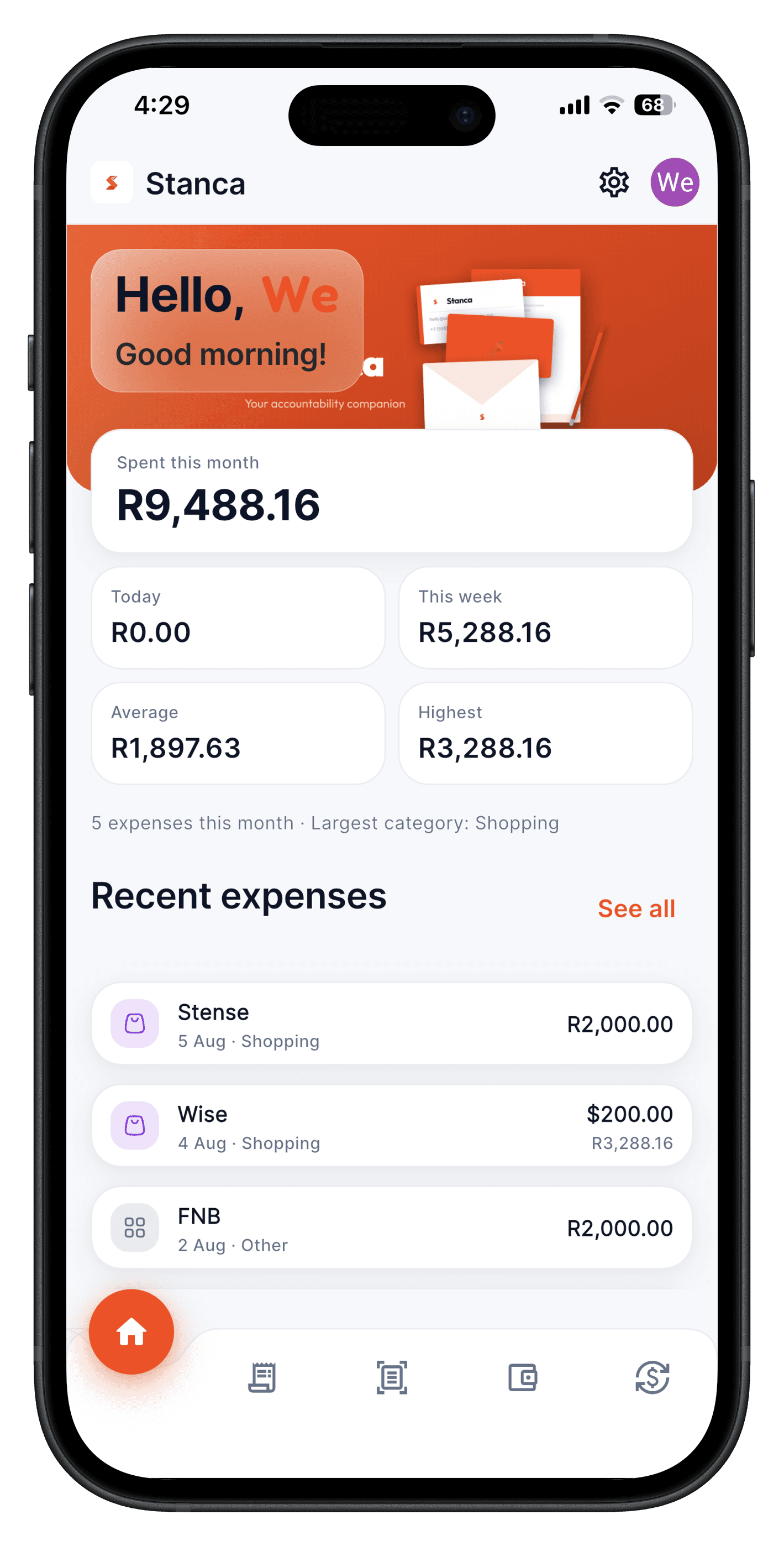 Stanca app on phone